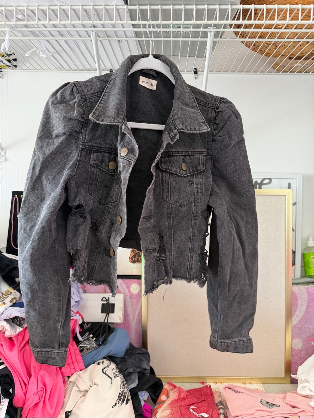 Mono B Black Washed Denim Jacket